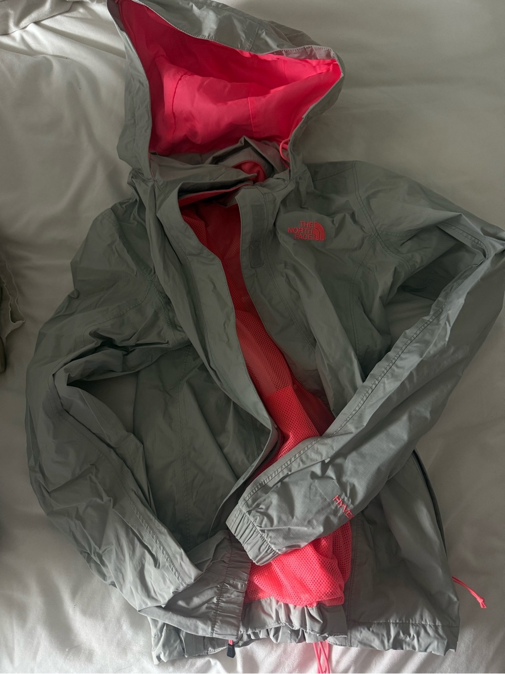 The North Face Hooded Shell Jacket - Gray with Pink Lining